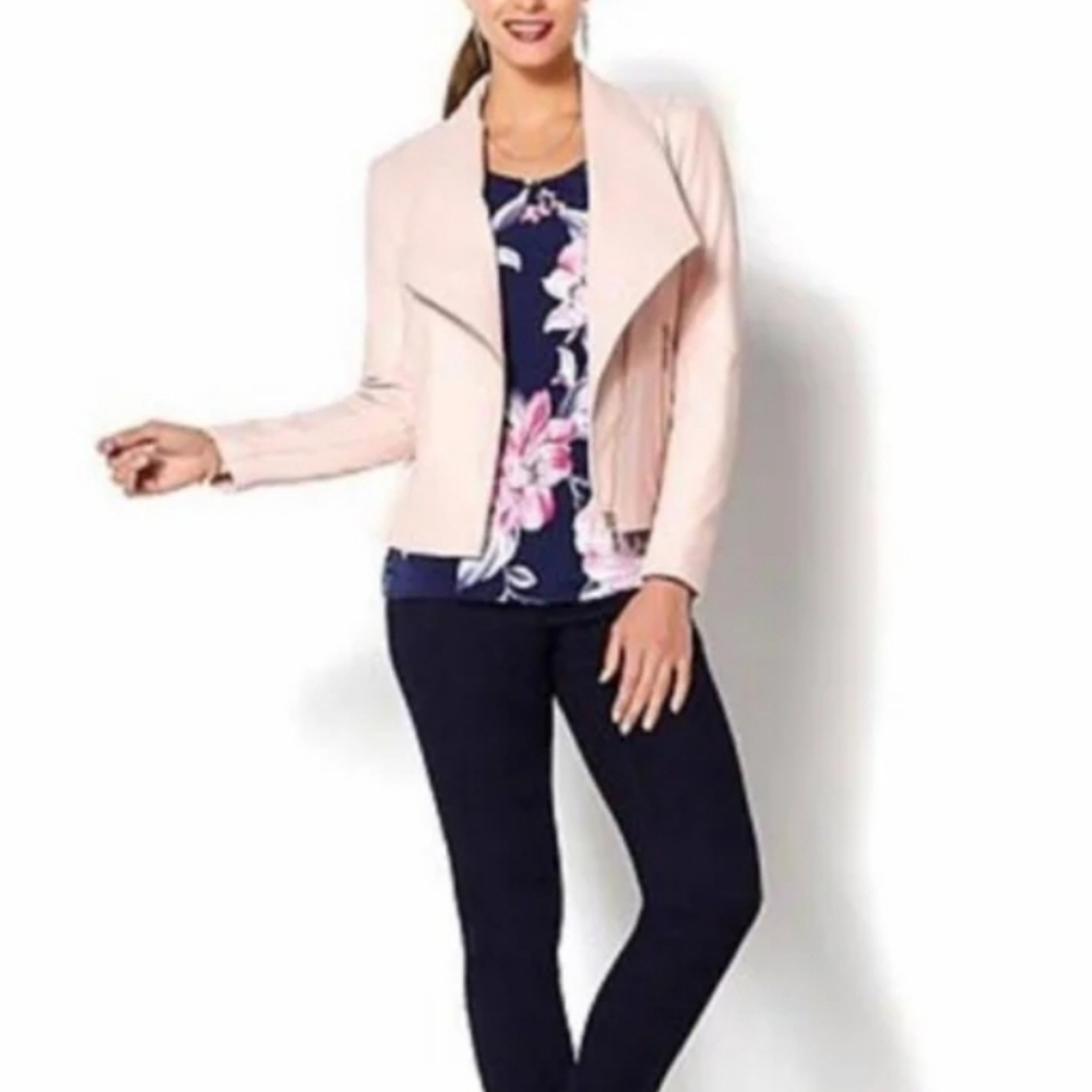 Iman Pink Suede Motorcycle Jacket